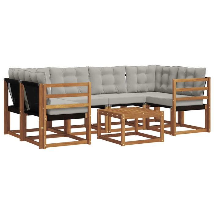 Set de canapele de exterior 7 pcs Gri natural și deschis WALTI