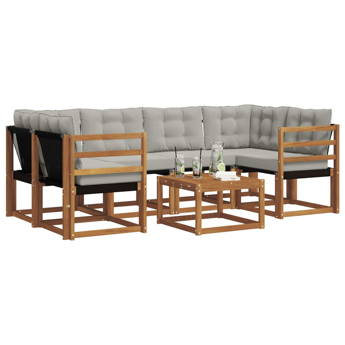 Set de canapele de exterior 7 pcs Gri natural și deschis WALTI