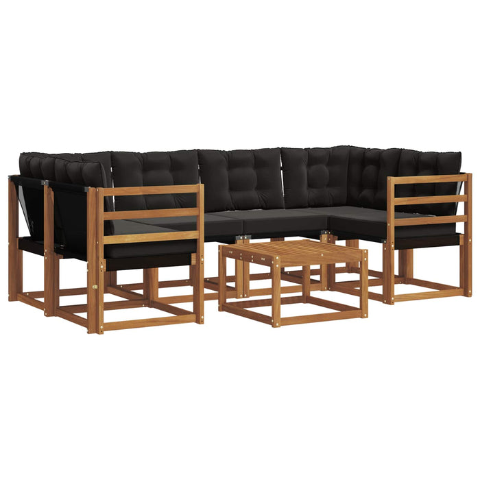 Set de canapele de exterior cu pernă 7 pcs Natural și Negru WALTI