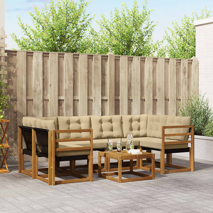 Set de canapele de exterior cu pernă 7 pcs Natural și Bej WALTI