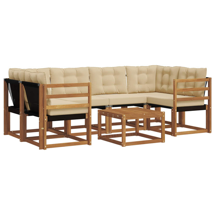 Set de canapele de exterior cu pernă 7 pcs Natural și Bej WALTI