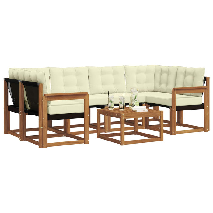 Set de canapele de exterior cu pernă 7 pcs Natural și Crem WALTI