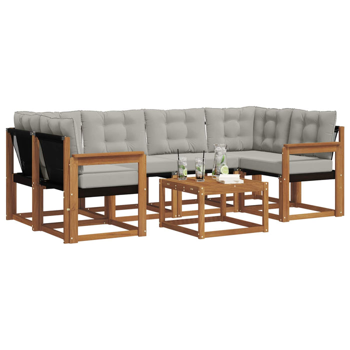 Set de canapele de exterior 7 pcs Gri natural și deschis WALTI