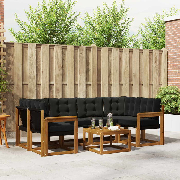 Set de canapele de exterior cu pernă 7 pcs Natural și Negru WALTI