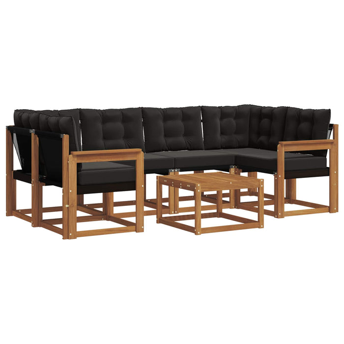 Set de canapele de exterior cu pernă 7 pcs Natural și Negru WALTI