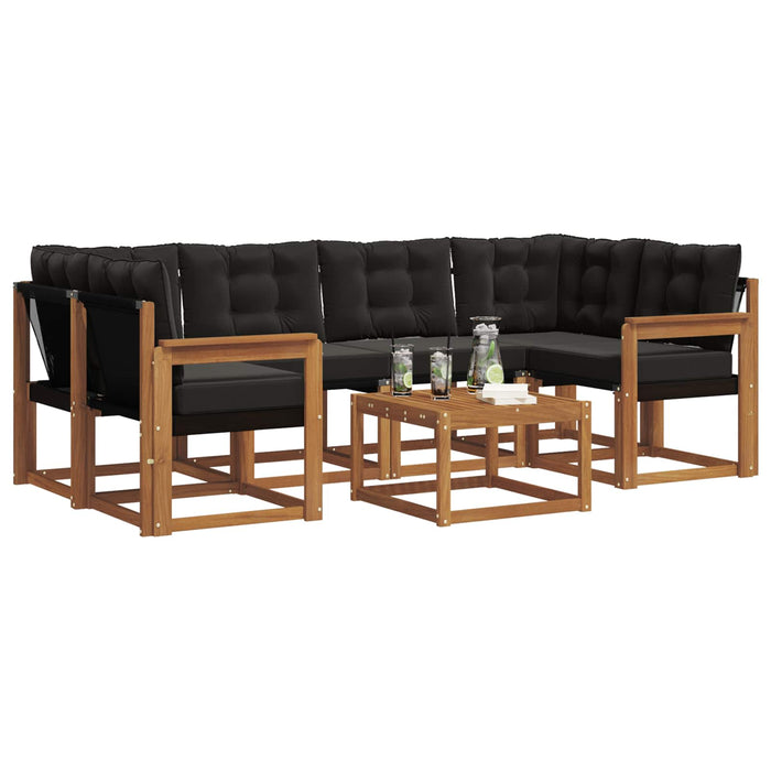 Set de canapele de exterior cu pernă 7 pcs Natural și Negru WALTI