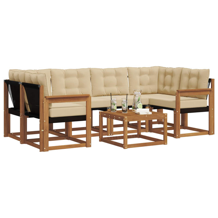 Set de canapele de exterior cu pernă 7 pcs Natural și Bej WALTI