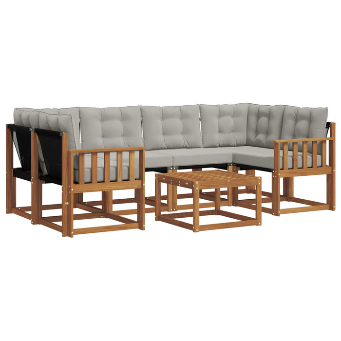 Set de canapele de exterior 7 pcs Gri natural și deschis WALTI