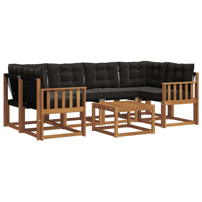 Set de canapele de exterior cu pernă 7 pcs Natural și Negru WALTI