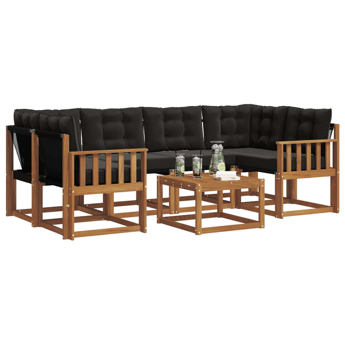 Set de canapele de exterior cu pernă 7 pcs Natural și Negru WALTI