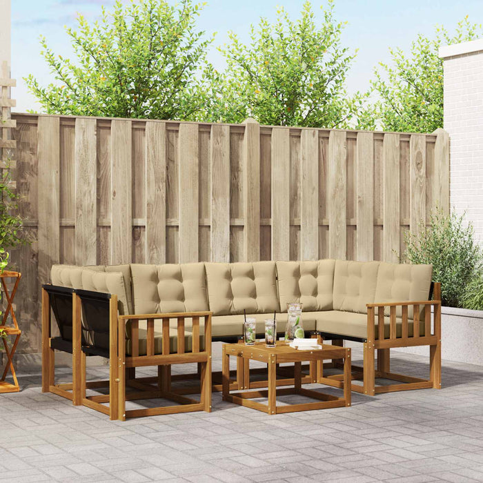Set de canapele de exterior cu pernă 7 pcs Natural și Bej WALTI