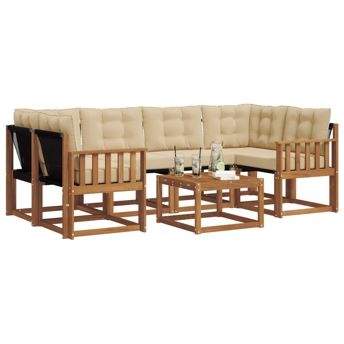 Set de canapele de exterior cu pernă 7 pcs Natural și Bej WALTI