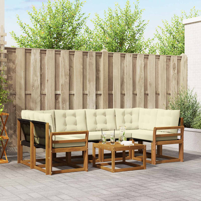 Set de canapele de exterior cu pernă 7 pcs Natural și Crem WALTI