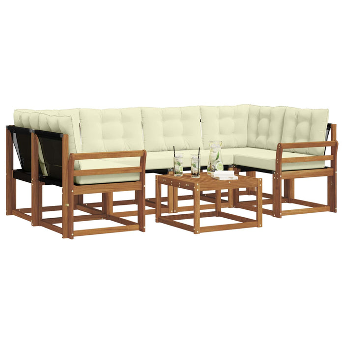 Set de canapele de exterior cu pernă 7 pcs Natural și Crem WALTI