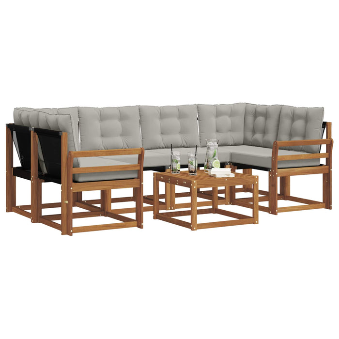 Set de canapele de exterior 7 pcs Gri natural și deschis WALTI