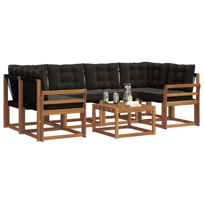 Set de canapele de exterior cu pernă 7 pcs Natural și Negru WALTI