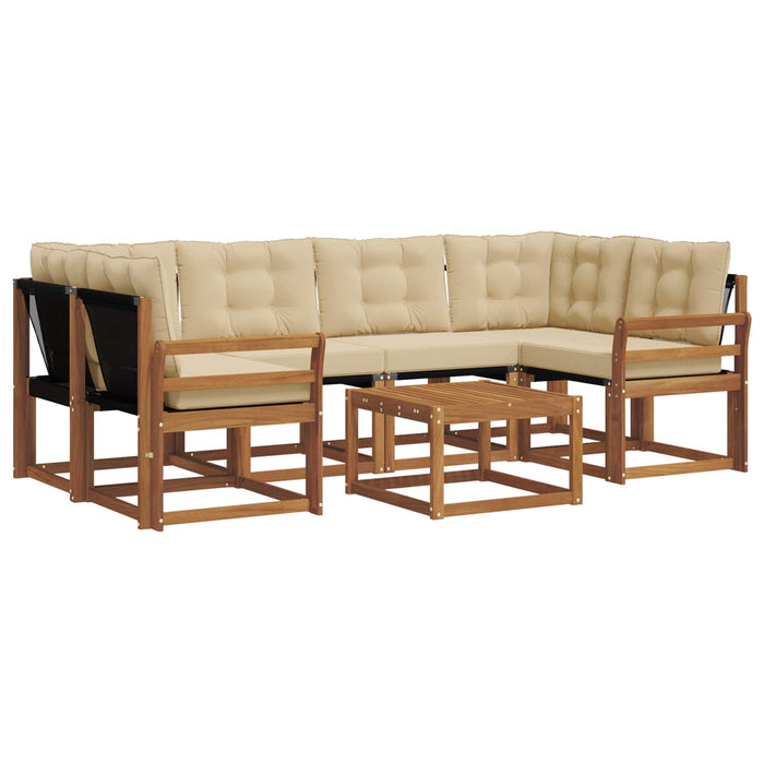 Set de canapele de exterior cu pernă 7 pcs Natural și Bej WALTI