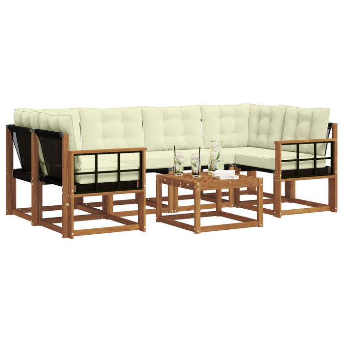 Set de canapele de exterior cu pernă 7 pcs Natural și Crem WALTI