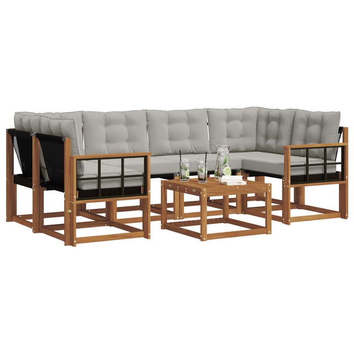 Set de canapele de exterior 7 pcs Gri natural și deschis WALTI