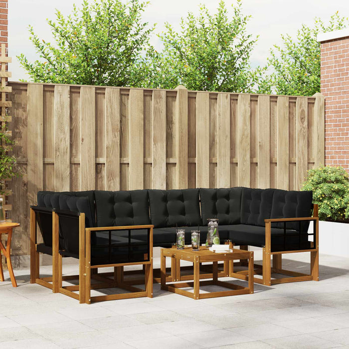 Set de canapele de exterior cu pernă 7 pcs Natural și Negru WALTI