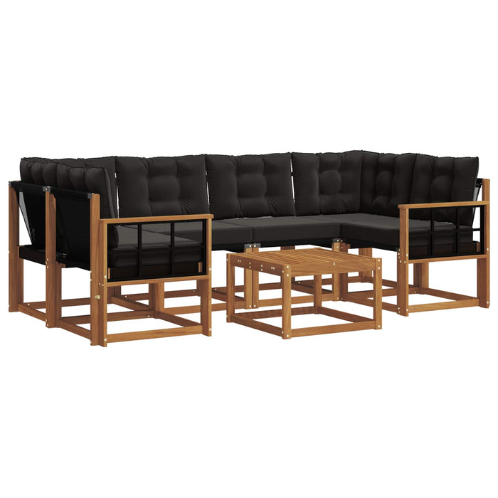Set de canapele de exterior cu pernă 7 pcs Natural și Negru WALTI
