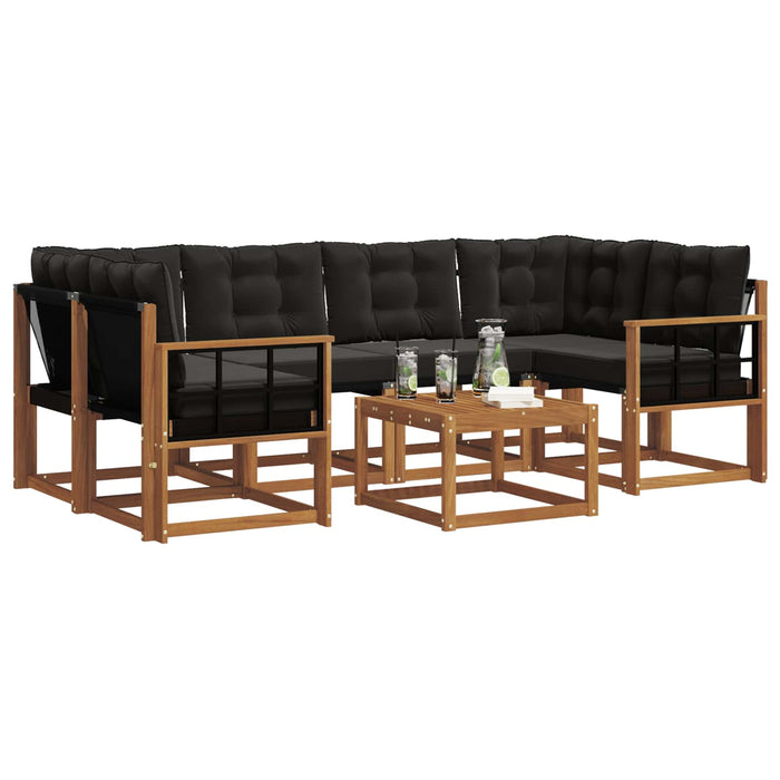 Set de canapele de exterior cu pernă 7 pcs Natural și Negru WALTI