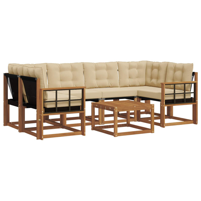 Set de canapele de exterior cu pernă 7 pcs Natural și Bej WALTI