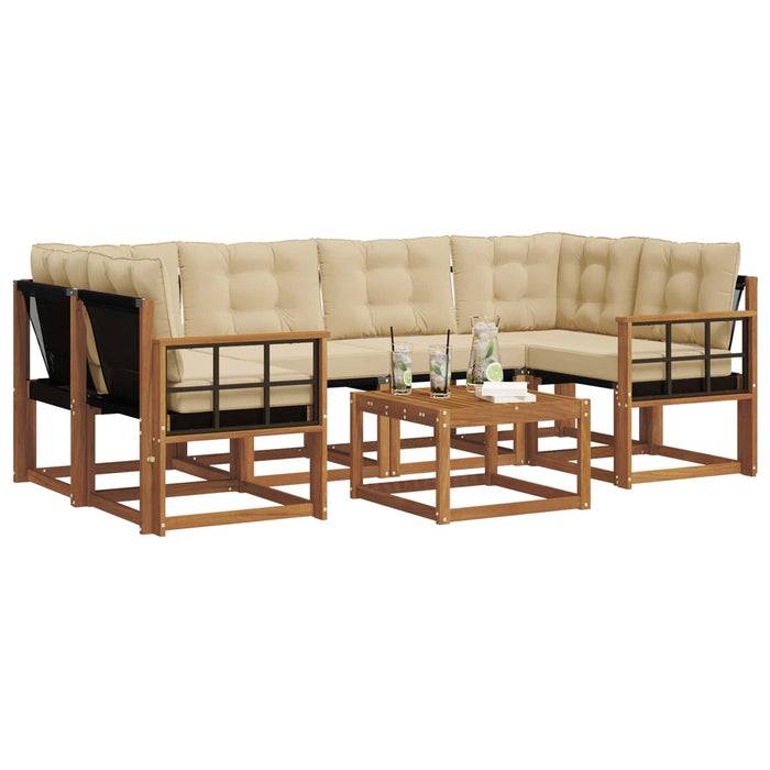 Set de canapele de exterior cu pernă 7 pcs Natural și Bej WALTI