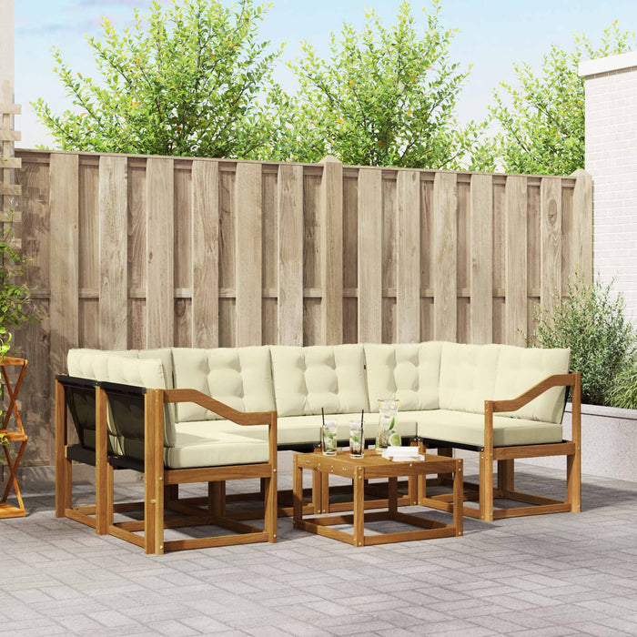 Set de canapele de exterior cu pernă 7 pcs Natural și Crem WALTI