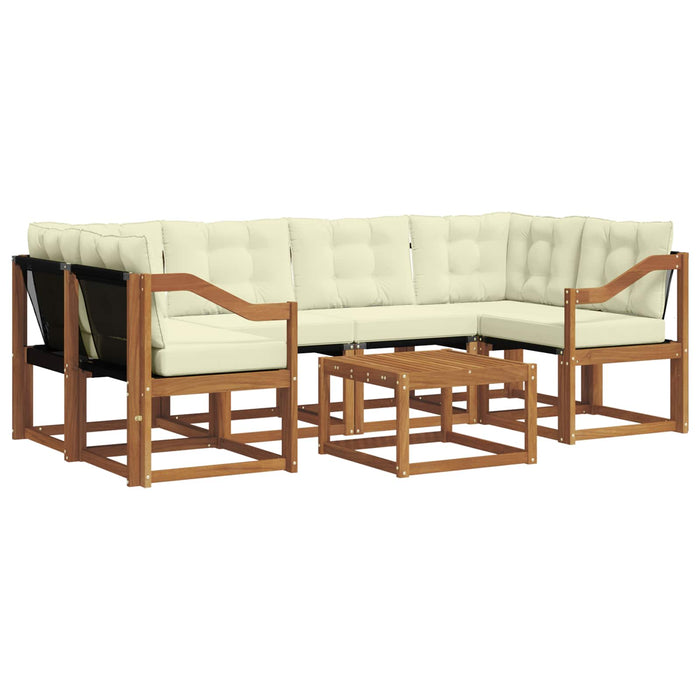 Set de canapele de exterior cu pernă 7 pcs Natural și Crem WALTI
