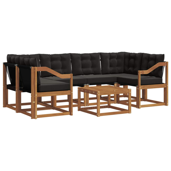Set de canapele de exterior cu pernă 7 pcs Natural și Negru WALTI