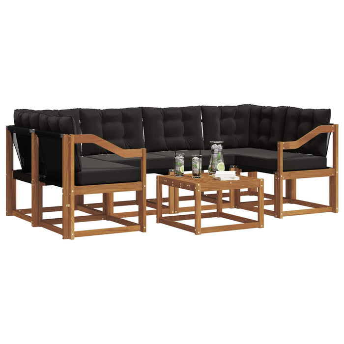 Set de canapele de exterior cu pernă 7 pcs Natural și Negru WALTI