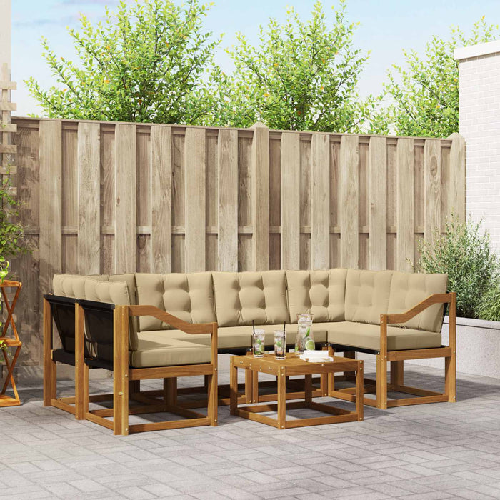 Set de canapele de exterior cu pernă 7 pcs Natural și Bej WALTI