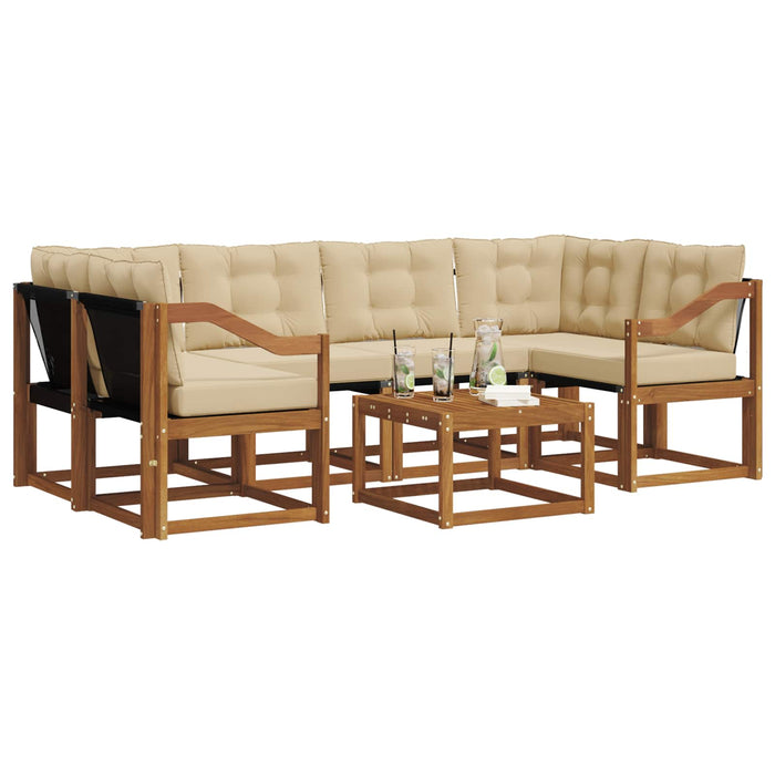 Set de canapele de exterior cu pernă 7 pcs Natural și Bej WALTI