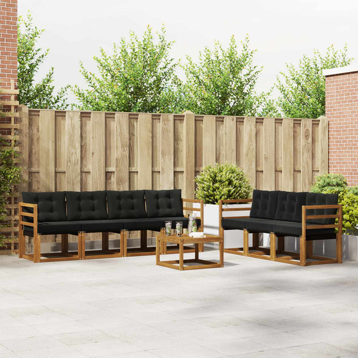 Set de canapele de exterior cu pernă 8 pcs Natural și Negru - WALTI WALTI