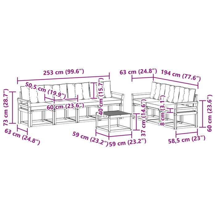 Set de canapele de exterior cu pernă 8 pcs Natural și Crem - WALTI WALTI