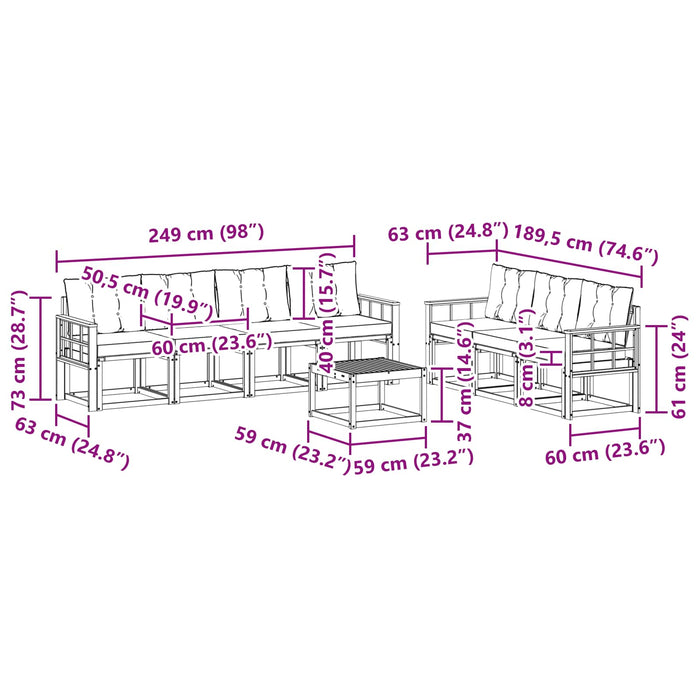 Set de canapele de exterior cu pernă 8 pcs Natural și Crem - WALTI WALTI