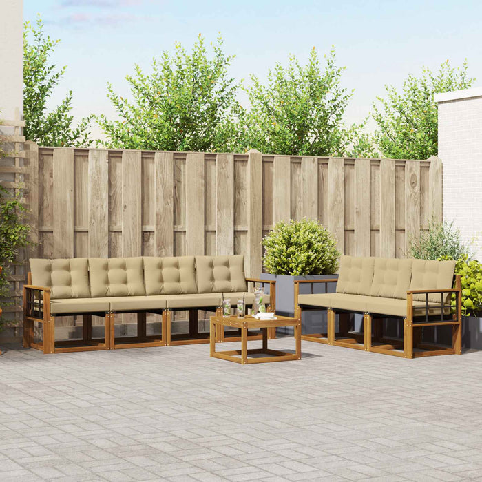 Set de canapele de exterior cu pernă 8 pcs Natural și Bej - WALTI WALTI