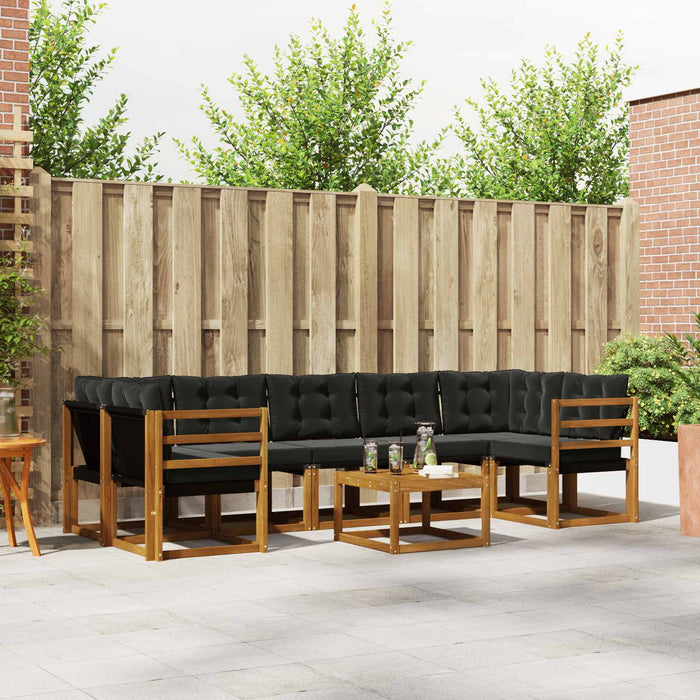Set de canapele de exterior cu pernă 8 pcs Natural și Negru - WALTI WALTI