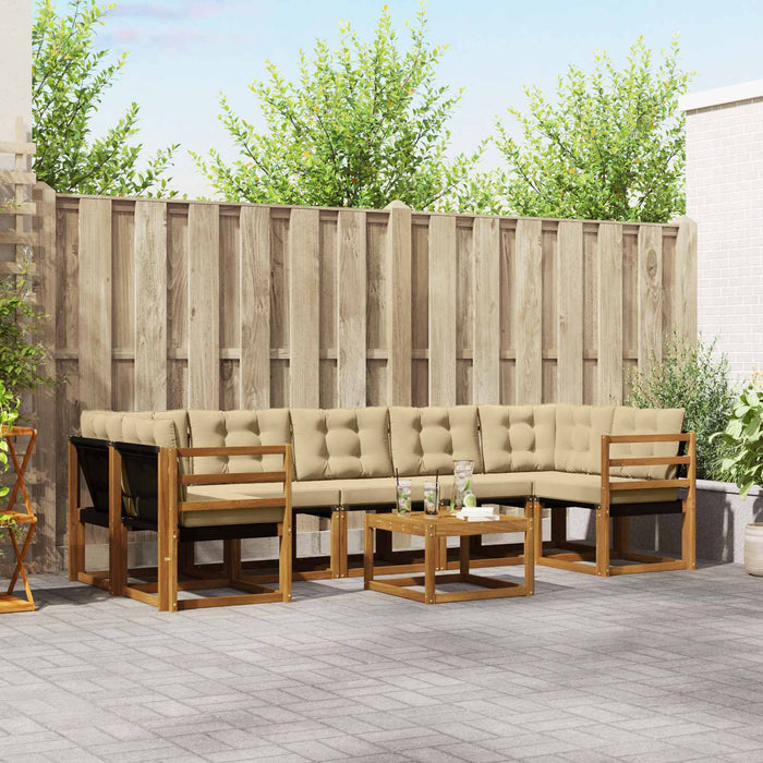 Set de canapele de exterior cu pernă 8 pcs Natural și Bej - WALTI WALTI