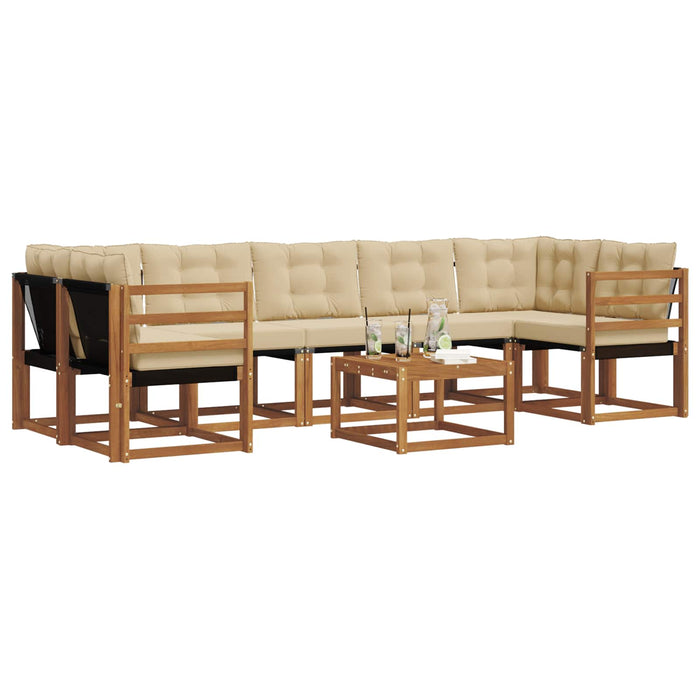Set de canapele de exterior cu pernă 8 pcs Natural și Bej - WALTI WALTI