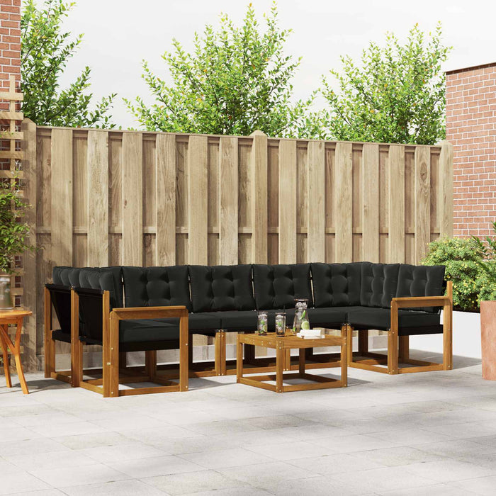 Set de canapele de exterior cu pernă 8 pcs Natural și Negru - WALTI WALTI