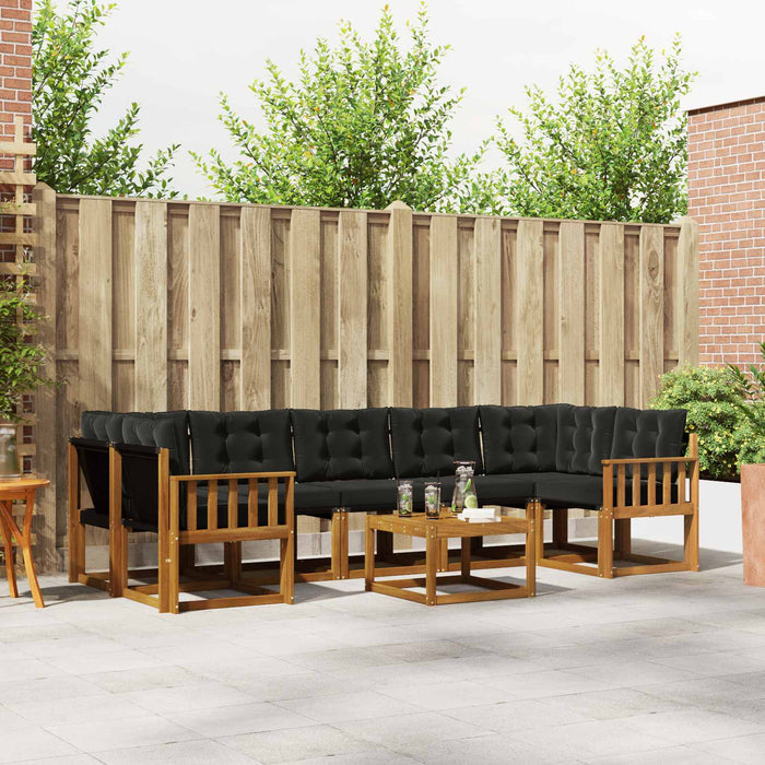 Set de canapele de exterior cu pernă 8 pcs Natural și Negru - WALTI WALTI