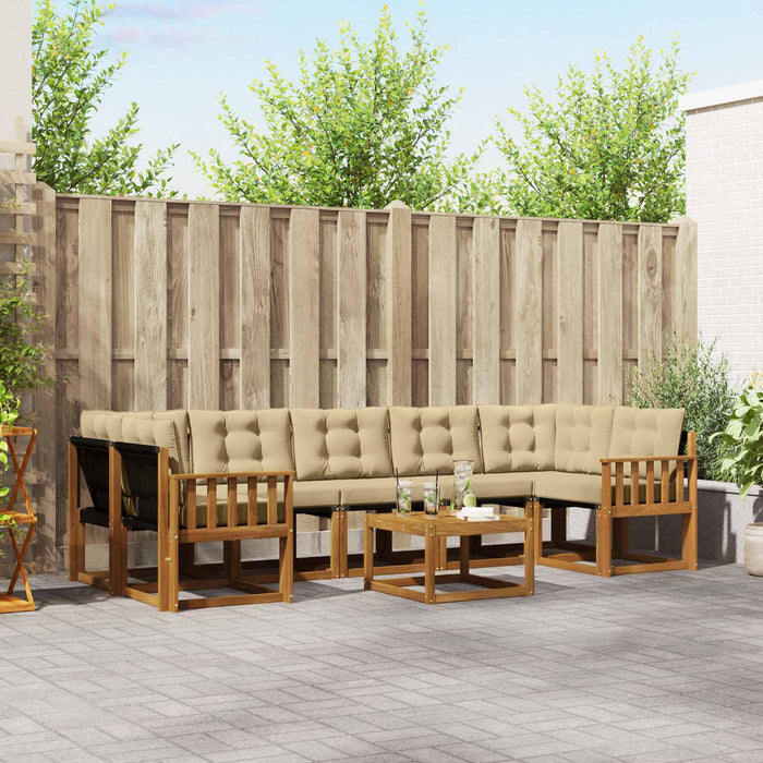 Set de canapele de exterior cu pernă 8 pcs Natural și Bej - WALTI WALTI