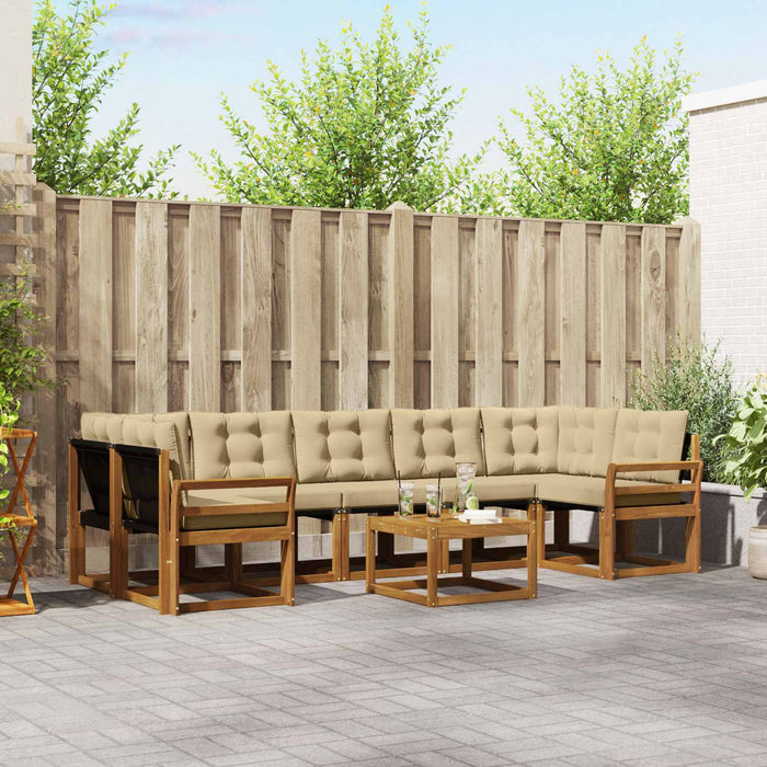 Set de canapele de exterior cu pernă 8 pcs Natural și Bej - WALTI WALTI