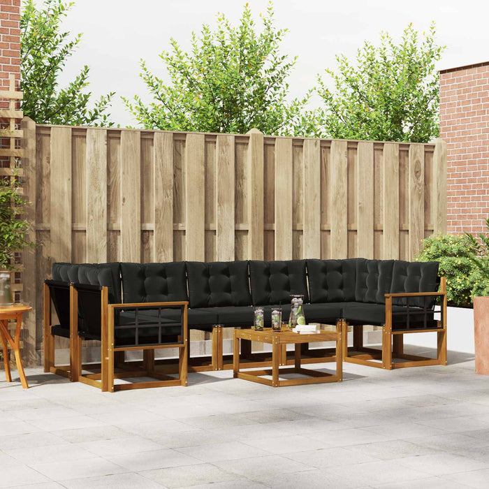 Set de canapele de exterior cu pernă 8 pcs Natural și Negru - WALTI WALTI