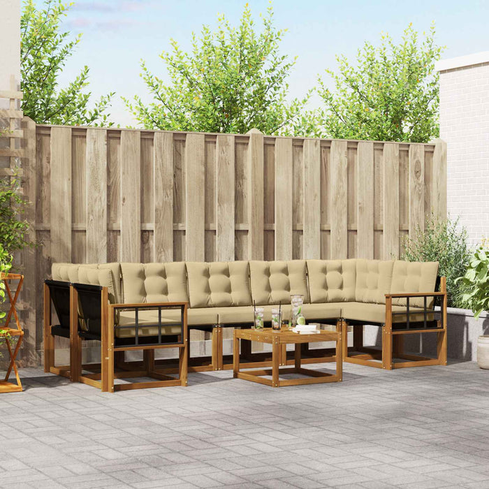 Set de canapele de exterior cu pernă 8 pcs Natural și Bej - WALTI WALTI