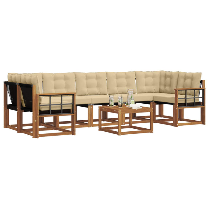 Set de canapele de exterior cu pernă 8 pcs Natural și Bej - WALTI WALTI