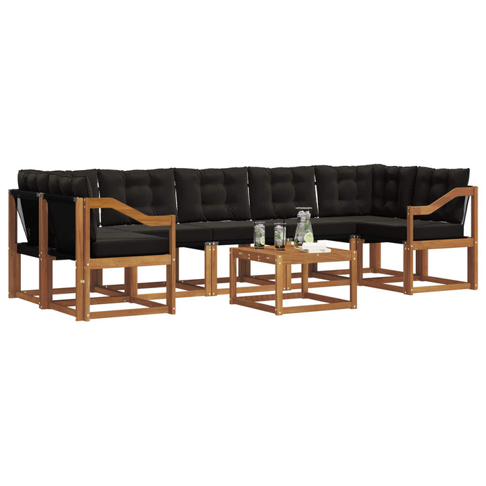 Set de canapele de exterior cu pernă 8 pcs Natural și Negru - WALTI WALTI