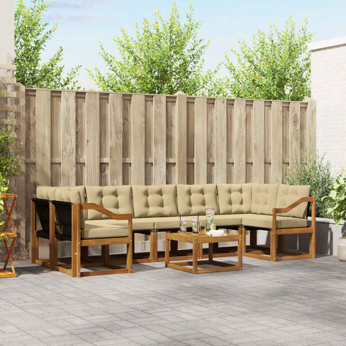 Set de canapele de exterior cu pernă 8 pcs Natural și Bej - WALTI WALTI